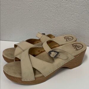 Dansko Women's Cream Wedge Sandals